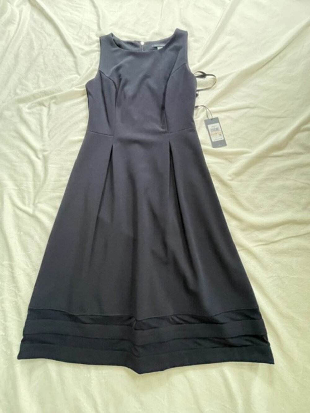 Tommy Hilfiger Pleated Dress Women's Sleeveless Boat-Neck Zip, Blue Navy, Size 2